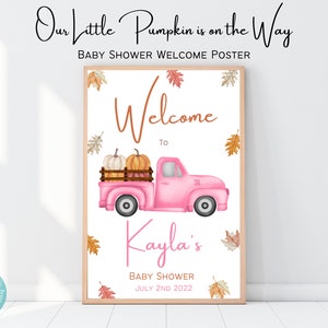 Unser kleiner Kürbis ist auf dem Weg Baby Shower Willkommen Poster | Herbst Baby Shower Willkommensschild | Mädchen-Herbst-Baby-Dusche-Willkommens-Zeichen