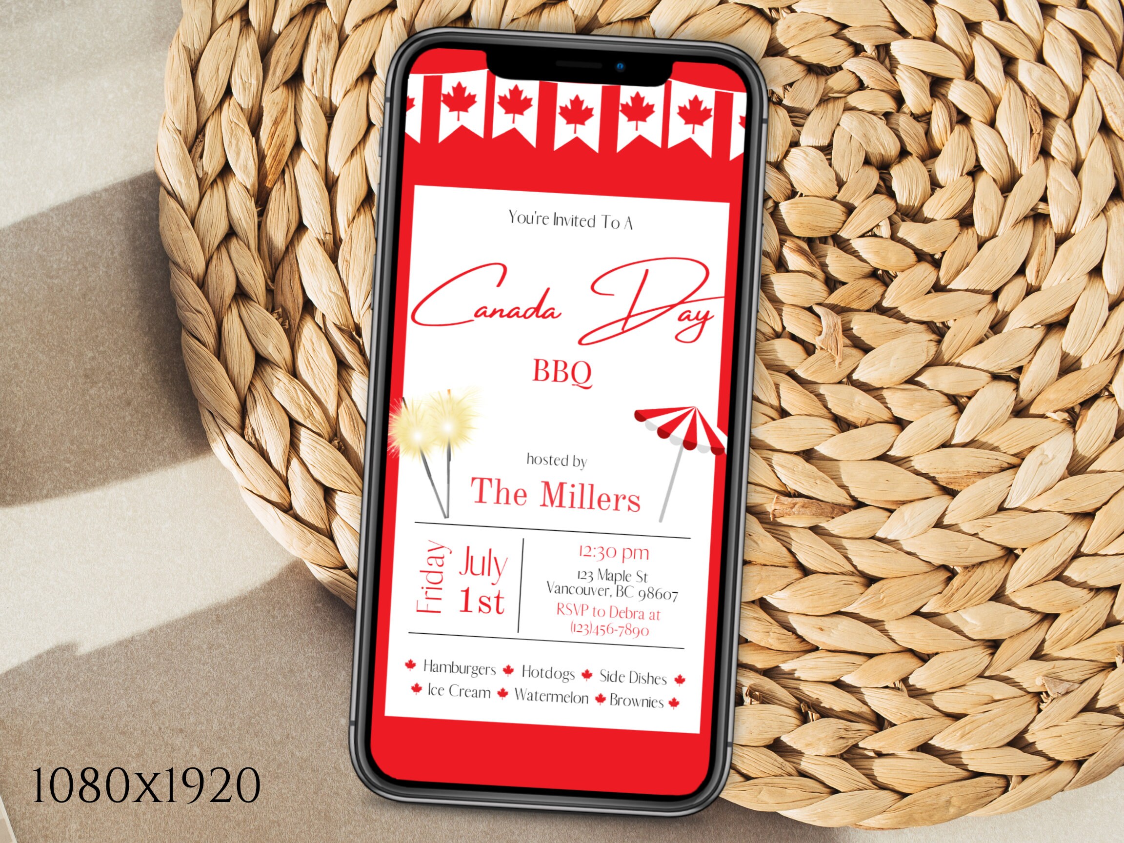 Canada Day Party Invitation Template Canada Day BBQ Editable Invitation Canada Day Celebration