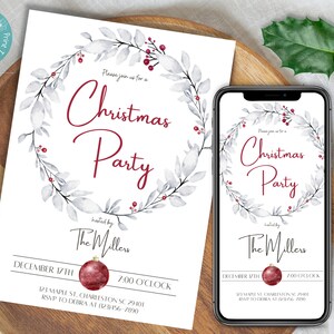 Christmas Party Invitation Template | Minimalist Christmas Party Printable Invitation | Holiday Party Invite | Winter Holiday Party Invite