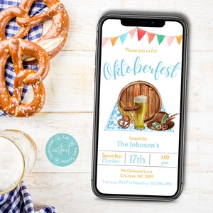 Oktoberfest Party Phone Invitation Template | Oktoberfest Festival Mobile Invite | German Beer Festival Invite | Bavarian Festival Invite