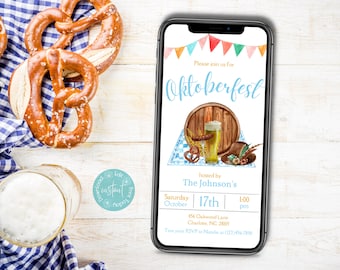 Oktoberfest Party Phone Invitation Template | Oktoberfest Festival Mobile Invite | German Beer Festival Invite | Bavarian Festival Invite