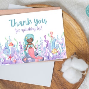 Unsere kleine Meerjungfrau Geburtstag Dankeschön Karten Vorlage | Meerjungfrau Geburtstag Dankeskarte | Under The Sea Geburtstag Dankeschön Karten Vorlage