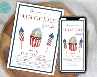 4th of July Celebration Invitation Template | Independence Day Party Invite | 4th of July Cookout Digital Invitation | 4th Of July BBQ