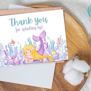 Unsere kleine Meerjungfrau Geburtstag Dankeschön Karten Vorlage | Meerjungfrau Geburtstag Dankeskarte | Under The Sea Geburtstag Dankeschön Karten Vorlage