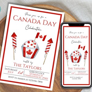 Canada Day Party Invitation Template | Canada Day BBQ Editable Invitation | Canada Day Celebration Printable Invitation Template