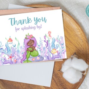 Unsere kleine Meerjungfrau Geburtstag Dankeschön Karten Vorlage | Meerjungfrau Geburtstag Dankeskarte | Under The Sea Geburtstag Dankeschön Karten Vorlage