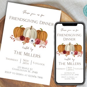 Friendsgiving Party Invitation Template | Thanksgiving Dinner Printable Invitation | Friendsgiving Brunch Digital Invitation Template
