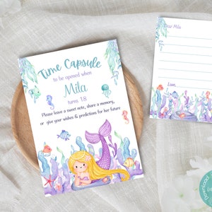 Our Little Mermaid Birthday Time Capsule Template | Mermaid Birthday Party Time Capsule Template | Under The Sea Birthday Time Capsule