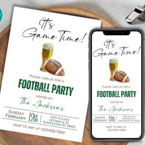 Football Championship Party Invitation Template | Football Watch Party Invitation Template | American Football Party Invitation Template