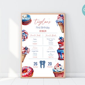 Our Little Firecracker First Birthday Milestone Sign | 4th of July First Birthday Milestone Poster | July Birthday Milestone Chalkboard
