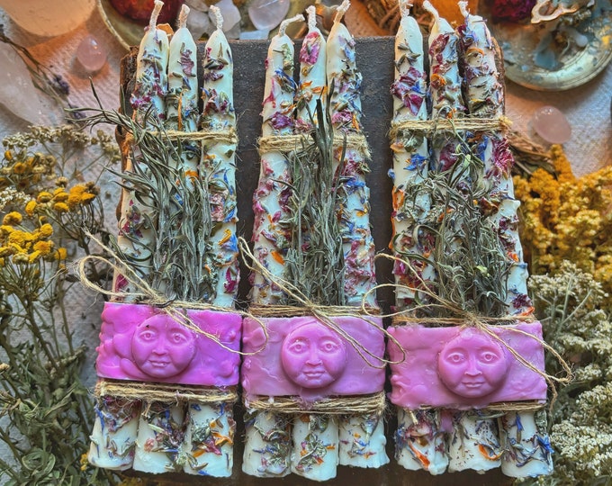 Set Herbal Ritual Candles, Set Altar Candles, Herbal Candles , Soy Wax ...