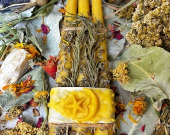 Set Velas Rituales de Hierbas de Cera de Abejas, Velas de Hierbas, Velas de Altar, Velas de Cera de Abejas, Velas de Lavanda, Velas Naturales