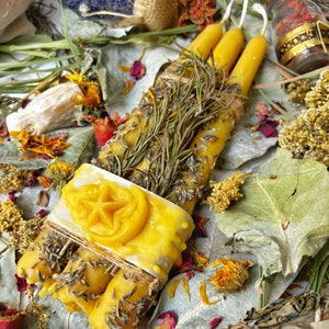 Coffret bougies rituelles à la cire d'abeille, bougies aux herbes, bougies d'autel, bougies à la cire d'abeille, bougies à la lavande, bougies naturelles image 3