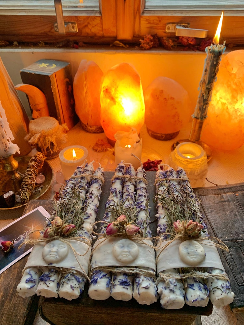 Set Herbal Ritual Candles, Moon Candles, Altar Candles, Spell Candles, Soy Wax Candles, Herbal Candles, Intention Candles, Gift image 3