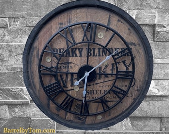 Horloge murale-Chêne Massif whisky Barrel Stave Horloge Murale