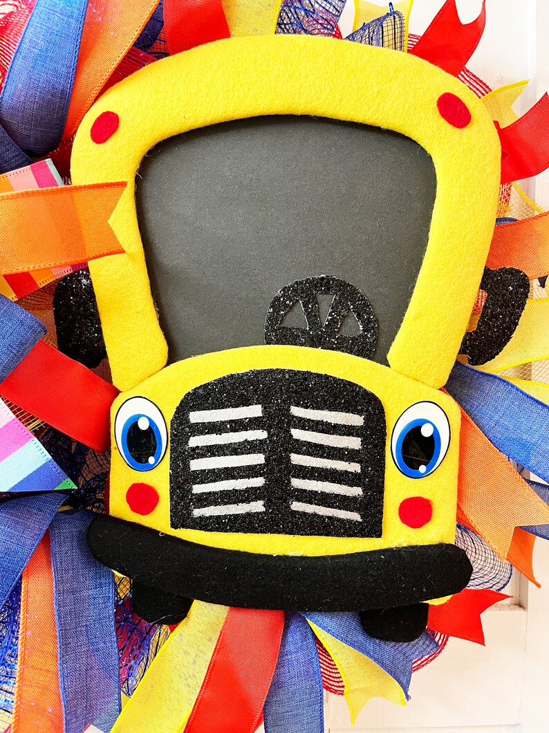 Back to School Bus Wreath, Teacher Gift, Primary Colors - Etsy