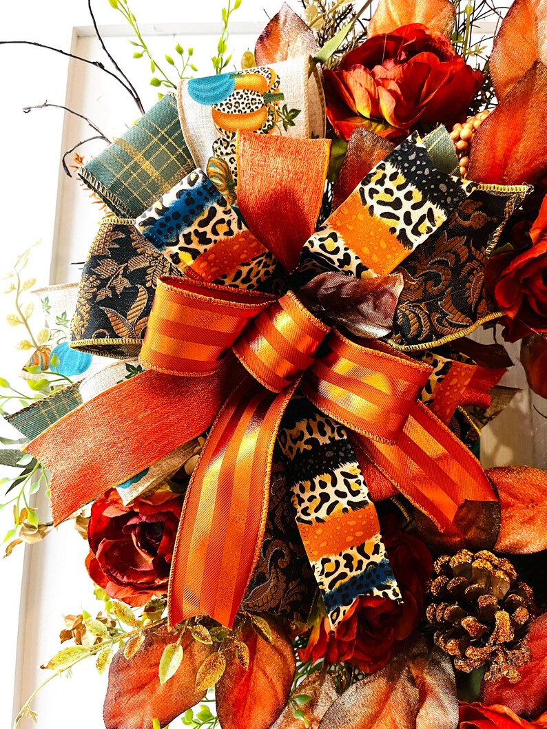 24 in. Fall Wreath with Twig, Dahlia, Eucalyptus and Bow main image 1