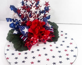Handmade Patriotic Centerpiece, Stars & Stripes Table Decor