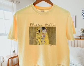 Gustav Klimt The Kiss Crop Top, Art Major Gift, Der Kuss Famous Oil Panting Shirt, Art Lover Gift, Nouveau Vintage Artistic Aesthetics Gifts