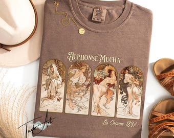 Alphonse Mucha Art Nouveau Vintage Aesthetic Artsy Shirt, Art Hoe Dark Academia Clothing, Art Lovers T Shirt, Fine Art Major Gift, Art Shirt