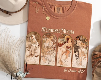 Alphonse Mucha Art Nouveau T-Shirt, Fine Art Clothing