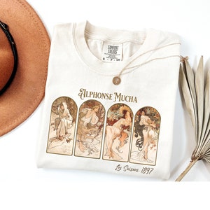 Alphonse Mucha Art Nouveau Vintage Aesthetic Artsy Shirt, Art Hoe Dark Academia Clothing, Art Lovers T Shirt, Fine Art Major Gift, Art Shirt