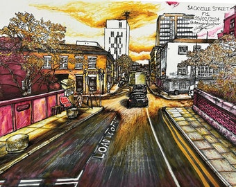 A3 Manchester Sackville Street Landscape Print