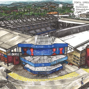 A3 Ibrox Stadium Landscape Print
