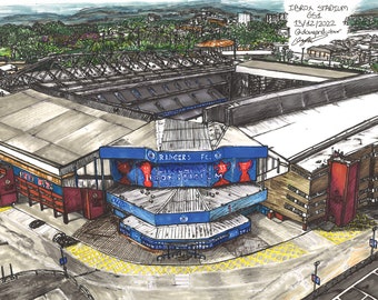 A3 Ibrox Stadium Landscape Print