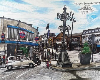 A3 London Tooting Broadway Landscape Print