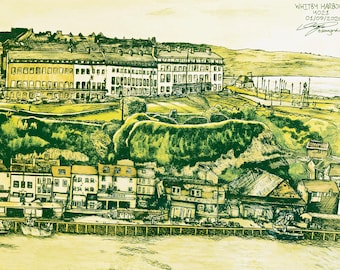A3 Whitby Harbour Landscape Print