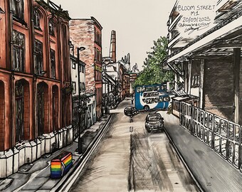 A3 Manchester Bloom Street Landscape Print