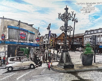 A5 London Tooting Broadway Landscape Print