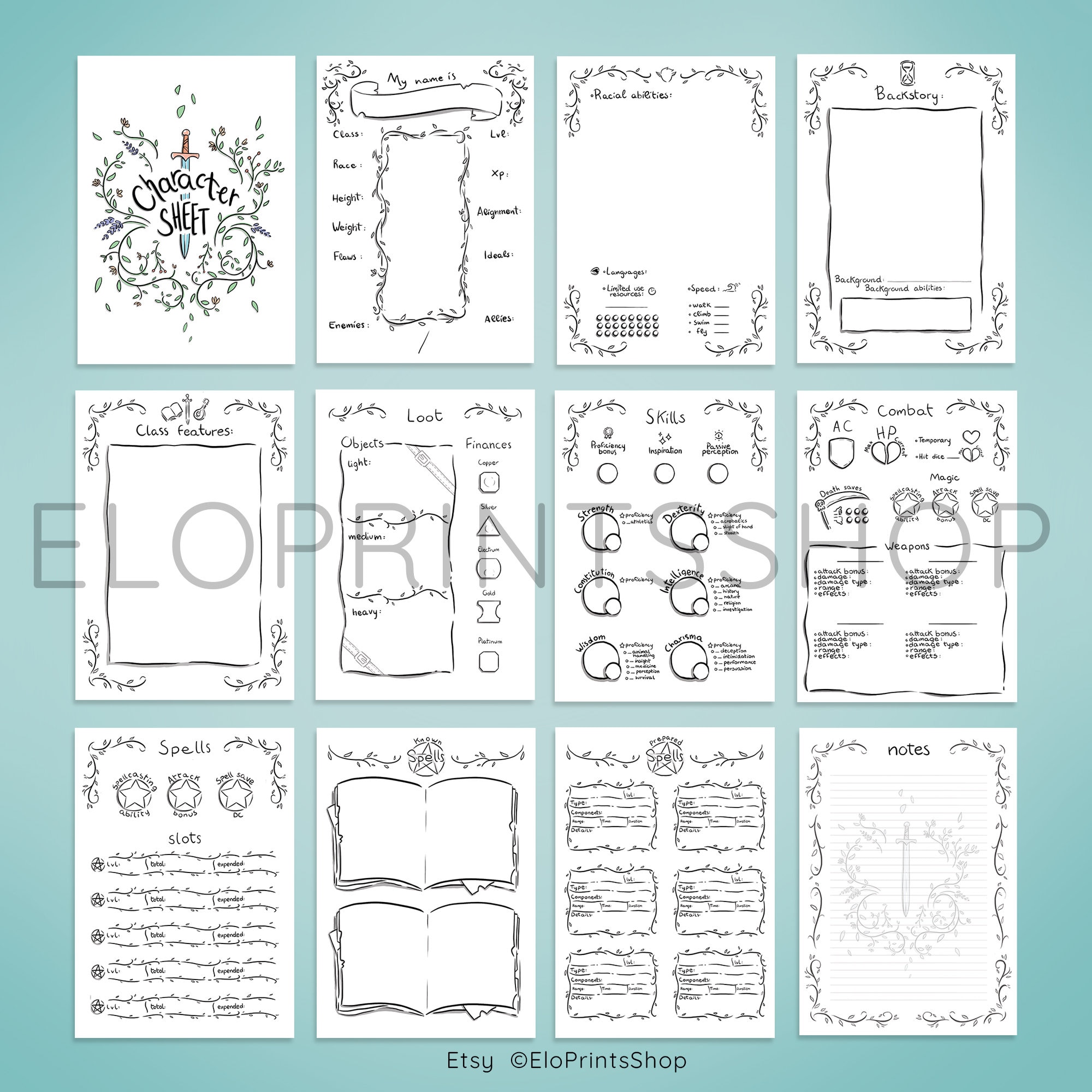 Dnd 5e Printable Character Sheet Booklet - Etsy