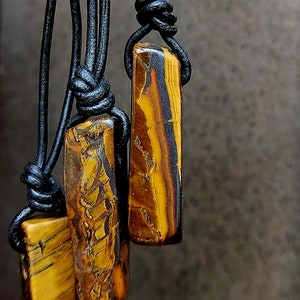 Tiger&#39;s Eye and Tiger Iron Pendant Necklaces | Personalize by Selecting Your Stone and Leather Cord | Ground and Protect