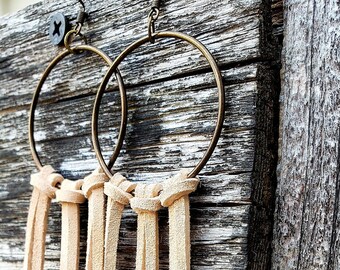 Genuine Leather Suede Fringe Earrings - Customizable - Western, Boho, Cowgirl, Southwestern Inspired