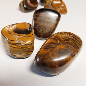 Polished Tiger&#39;s Eye - 3 Stone Set - Invite Good Fortune, Health, and Prosperity