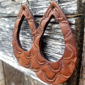 Leder Western Ohrringe - Hand punziert - Cowgirl, Western Western, Rodeo, Boho inspiriert