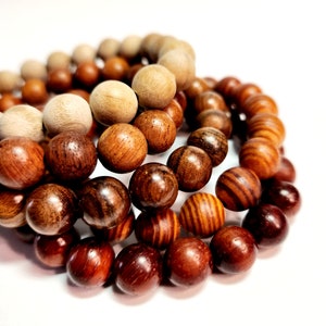 Genuine Sandalwood and Rosewood 6MM-10MM Bead Bracelets - Select Bracelet Size - Customizable - Aromatherapy