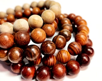 Genuine Sandalwood and Rosewood 6MM-10MM Bead Bracelets - Select Bracelet Size - Customizable - Aromatherapy