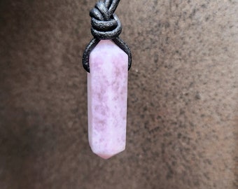 Lepidolite Double Point Necklaces: Select Stone & Adjustable Leather Cord Color