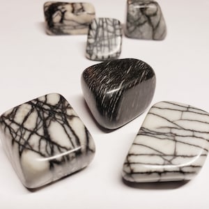 Polished Black Spiderweb Jasper - 3 Stone Set - Ground, Calm, and Connect