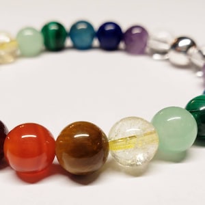 Seven Chakra Bead Bracelet - Genuine AAA Gemstones - Customize Size - Balance and Realign