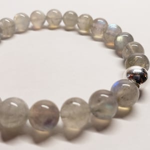 Labradorite Bead Bracelet - Blue and Gold Flashes - Customize Size  - For Wealth, Positivity, and Prosperity