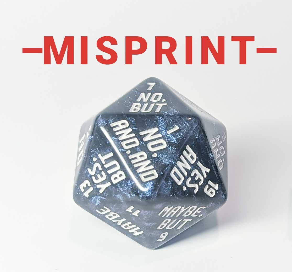 MISPRINT - The Fate Mill D20 v2 - A D20 to Spark Your Imagination (RPG Dice)
