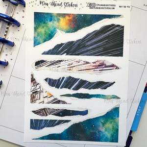 Adesivi per planner Bullet Journaling in carta strappata del 4 maggio Happy Planner Erin Condren Hobonichi Cousin A5 War In the Stars Galaxy Space