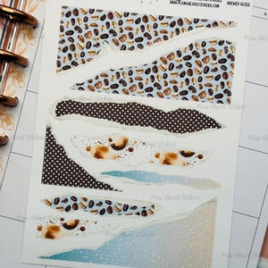 Brewed Bliss Torn Paper Bullet Journaling Planner Adesivi Card Making Happy Planner Erin Condren Hobonichi Cousin A5 Coffee shop