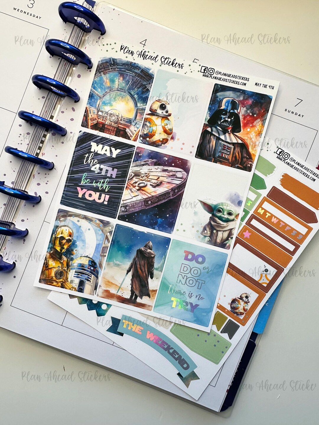 DELUXE FOILED May the 4th 2 PG Weekly Planner Sticker Kit Sheets Erin ...