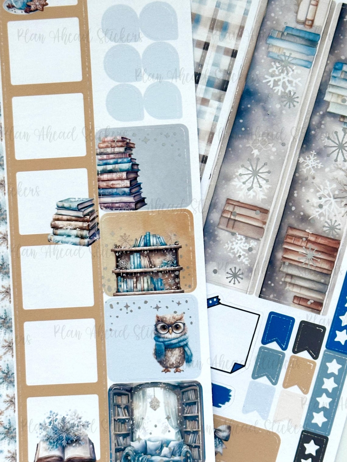 DELUXE FOILED Winterly Books Add on Hobonichi Weeks WEEKLY Sticker ...