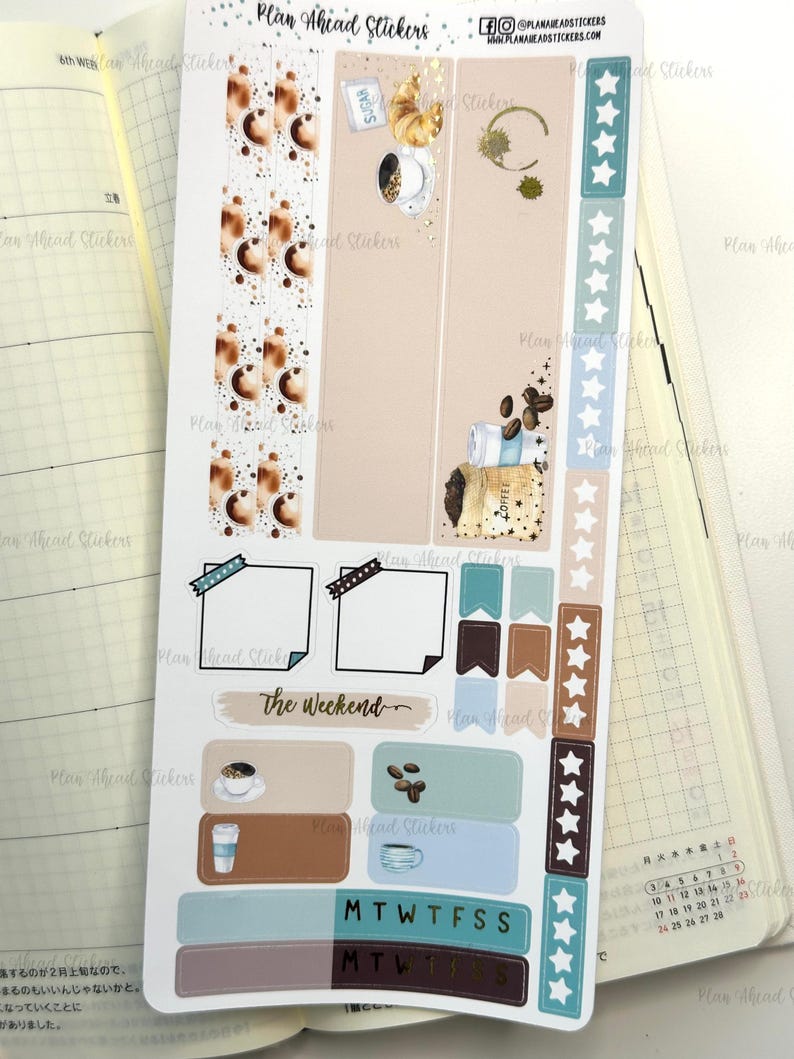 DELUXE FOILED Brewed Bliss Hobonichi Weeks WEEKLY Sticker Planner Kit ...